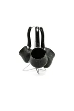 4PCS 230-280-380ML GRANİT - ÇELİK CEZVE RENKLİ METAL STANDLI (5637)