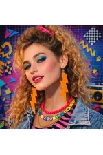 80’ler 90'lar Retro Neon Turuncu Şimşek Küpe 10 cm (5637) 80’ler 90'lar Retro Neon Turuncu Şimşek Küpe 10 cm (5637)