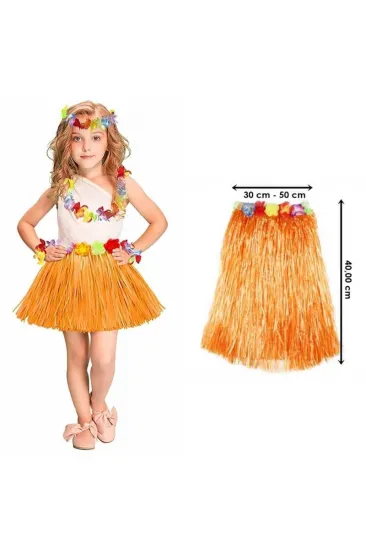 Hawaii Hula Eteği Turuncu Renk 40 cm (5637)
