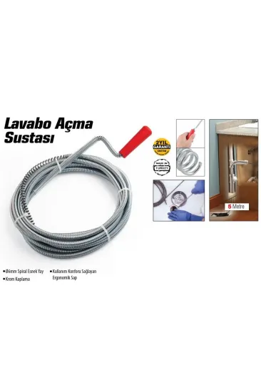 Lavabo Ve Gider Boruları Açacağı - Lavabo Açma Sustası - 5Metre (5637)