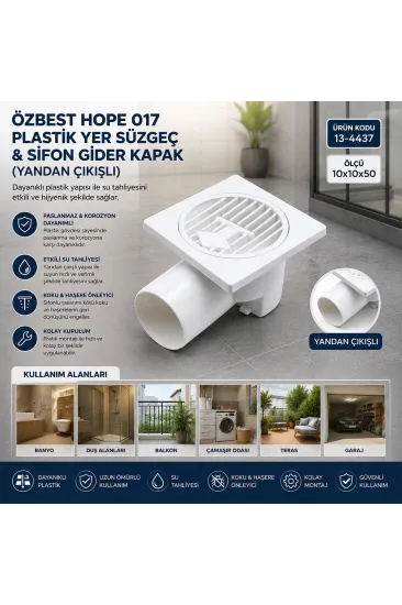 PLASTİK YER SÜZGEÇ - SİFON GİDER KAPAK YANDAN 10X10X50 (5637) PLASTİK YER SÜZGEÇ - SİFON GİDER KAPAK YANDAN 10X10X50 (5637)