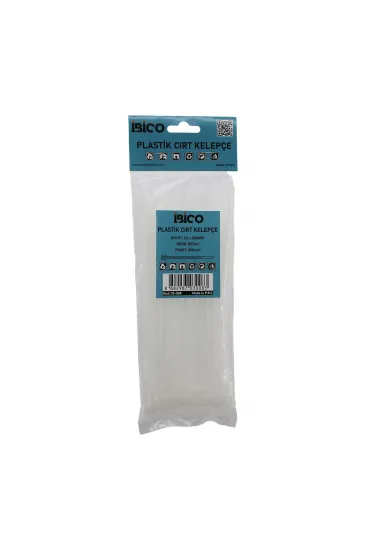 BEYAZ 3.6X200MM PLASTİK CIRT KELEPÇE 100PCS (5637) BEYAZ 3.6X200MM PLASTİK CIRT KELEPÇE 100PCS (5637)