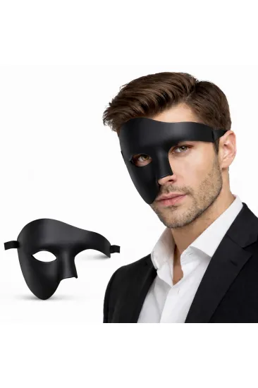 Siyah Yarım Erkek Maske – Phantom Parti &amp;amp; Balo Maskesi (5637)