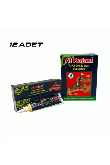 12 ADET AL NAJAM SİYAH TÜP KINA 30GR (5637) 12 ADET AL NAJAM SİYAH TÜP KINA 30GR (5637)