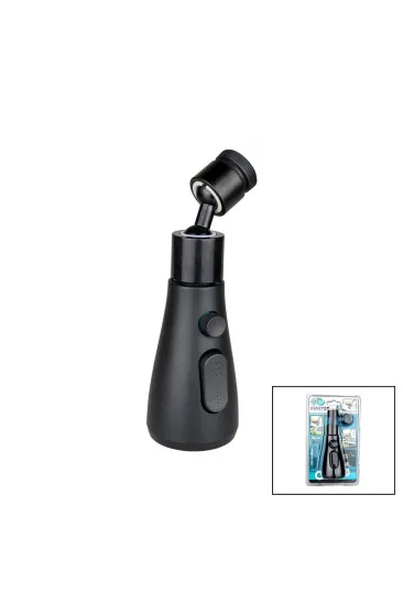 360 DERECE DÖNEBİLEN- 3 MOD  SİYAH YAĞMUR PÜSKÜRTME BORULU KUBAR MUSLUK UCU KTX-3289 (5637)