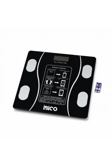 BLUETOOTH - VÜCUT ANALİZLİ DİJİTAL BASKÜL TERAZİ TARTI 180KG/50G YAĞ - SU - KAS ORAN - BMI İ11-023 (5637)