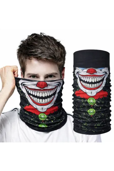 Joker Yüz Baskılı Baf Bandana - Çok Amaçlı Boyunluk Bandana 2 No (5637)