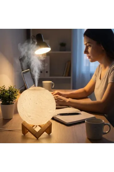 3D Ay Tasarımlı Su Yenilemeli USB Hava Nemlendiricisi – Dokunmatik, 3 Renk Işık Modlu (Gün Işığı / Beyaz / Sarı Işık) Gece Lambası (5637) 3D Ay Tasarımlı Su Yenilemeli USB Hava Nemlendiricisi – Dokunmatik, 3 Renk Işık Modlu (Gün Işığı / Beyaz / Sarı Işık) Gece Lambası (5637)