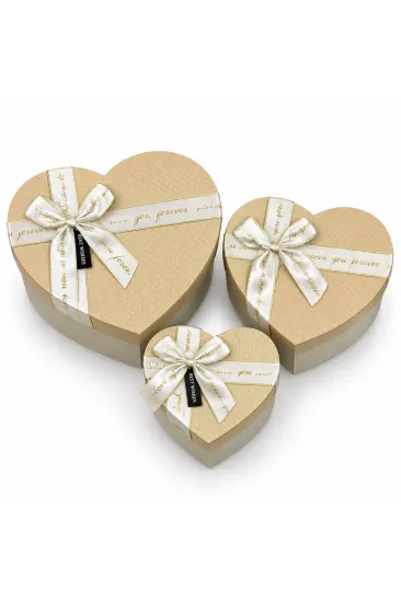 3PCS KALP MAT MİX RENKLİ KARTON HEDİYE KUTUSU KURDELALI 22X20-19X17-16X14CM (5637)