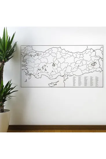 Yazılabilir Türkiye Haritası Manyetik Duvar Stickerı 110 x 56 cm (5637)