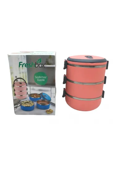 KOYU PEMBE 3LÜ SEFER TASI SAKLAMA KABI 1.8LT (5637)
