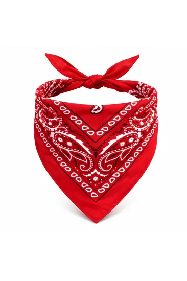 Kırmızı Kovboy Fuları Çocuk Bandana Western Desenli Boyun Fuları (5637)