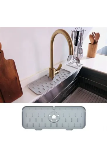 Lavabo İçin Silikon Esnek Mat Musluk Sapı Damlama Tutucu Raf Mutfak Tezgahı Sıçrama Koruma (5637)