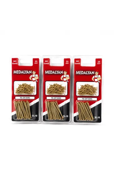 300 ADET 12X40 SARI TP ÇELİK TEL ÇİVİ 12X25PCS (5637) 300 ADET 12X40 SARI TP ÇELİK TEL ÇİVİ 12X25PCS (5637)