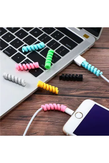 4'lü Apple, Android Şarj Kablosu Koruyucu Silikon Spiral Yay Aparat (5637) 4'lü Apple, Android Şarj Kablosu Koruyucu Silikon Spiral Yay Aparat (5637)