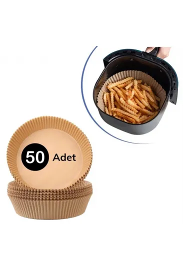 50 Adet Air Fryer Pişirme Kağıdı Tek Kullanımlık Hava Fritöz Yağ Geçirmez Yapışmaz Tabak Model (5637)
