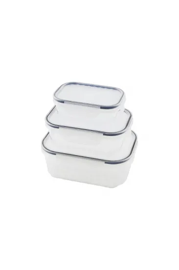 3PCS QUİCK SIZDIRMAZ SAKLAMA KABI SETİ ŞEFFAF KAP - BUĞULU-CONTALI KAPAK  500-1000-1700ML (5637)