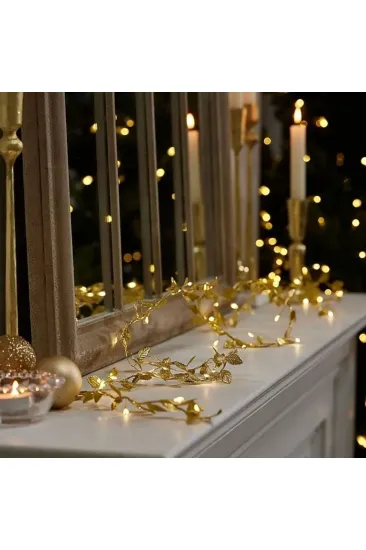 3 Metre Yaldızlı Gold LED Işık – Dekoratif Ortam ve Yılbaşı Aydınlatması (5637)