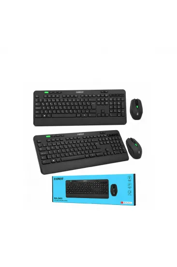 KABLOSUZ KLAVYE - MOUSE SETİ SİYAH USB - SESSİZ - SWİTCH Q KLAVYE KM-2620 (5637)