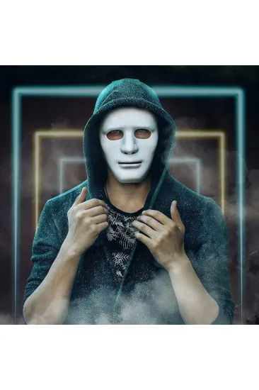 Beyaz Renk Hip Hop Anonim Jabbawockeez Dans Maskesi 18x19 cm (5637)