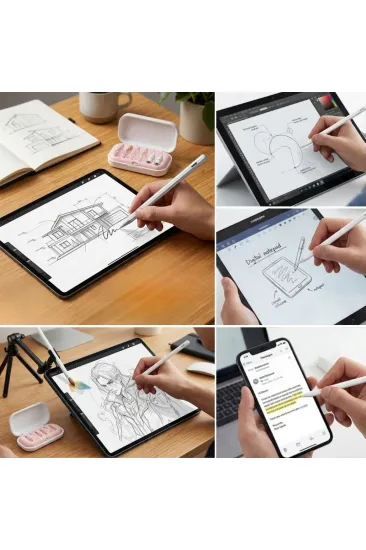 6 Adet Farklı Uçlı Universal Dokunmatik Kalem Ucu – Tablet ve Telefon Uyumlu Stylus Pen Yedek Başlıkları (5637)