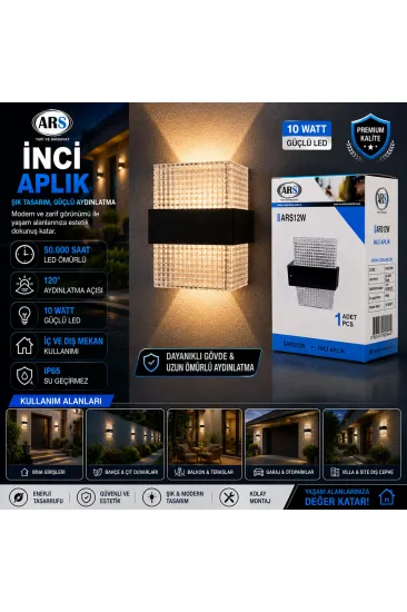 IP66 50.000 SAAT LED ÖMRÜ 10W İNCİ LED APLİK DUVAR LAMBASI ARS-348956 (5637)