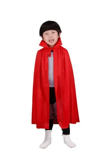 Kırmızı Renk Yakalı Pelerin Çocuk Boy 90 cm (5637)