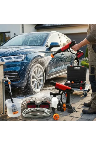 OTO - ARAÇ YIKAMA MAKİNESİ ŞARJLI - YEDEK BATARYALI 135W - 19000 RPM 12000 mAh - 21V 0.62bar A-130 (5637)