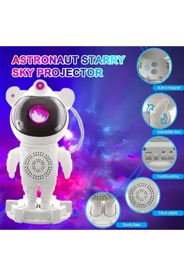 Akıllı Astronot Projeksiyon Gece Aydınlatma & Bluetooth Hoparlör (5637) Akıllı Astronot Projeksiyon Gece Aydınlatma & Bluetooth Hoparlör (5637)