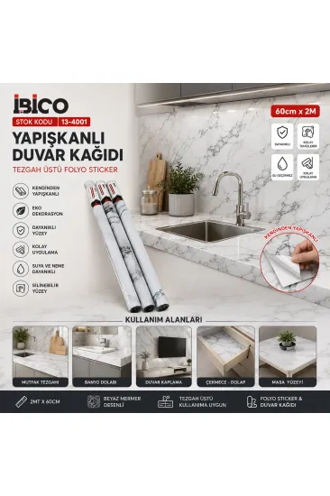 2MT X 60CM BEYAZ MERMER DESENLİ TEZGAH ÜSTÜ FOLYO STİCKER - DUVAR KAĞIT KENDİNDEN YAPIŞKANLI - EKO DEKORASYON - DAYANIKLI (5637) 2MT X 60CM BEYAZ MERMER DESENLİ TEZGAH ÜSTÜ FOLYO STİCKER - DUVAR KAĞIT KENDİNDEN YAPIŞKANLI - EKO DEKORASYON - DAYANIKLI (5637)