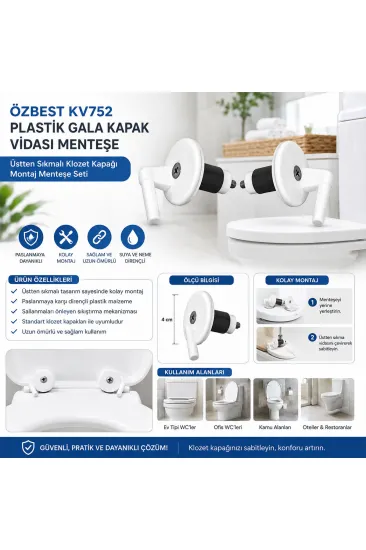 2PCS ÜSTTEN SIKMALI PLASTİK KLOZET KAPAK MENTEŞESİ VİDASI (5637) 2PCS ÜSTTEN SIKMALI PLASTİK KLOZET KAPAK MENTEŞESİ VİDASI (5637)