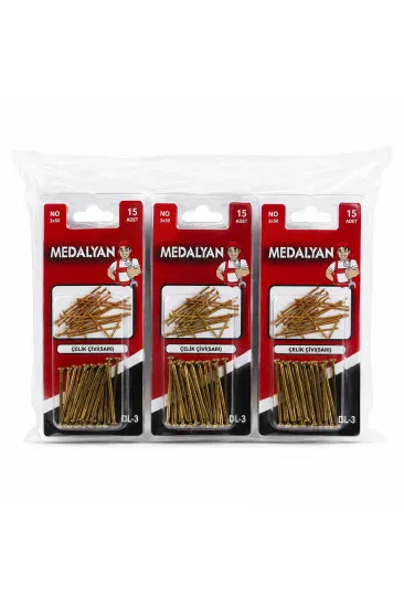 180 ADET 3X50 12X15PCS SARI TP ÇELİK TEL ÇİVİ (5637)