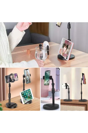 Masa Üstü Tablet ve Telefon Tutucu Plastik Aparat Siyah Telefon Standı (5637) Masa Üstü Tablet ve Telefon Tutucu Plastik Aparat Siyah Telefon Standı (5637)
