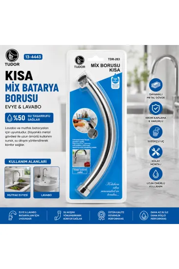 KUĞU EVYE - LAVABO KISA MİX BATARYA BORUSU KROM KAPLAMA - VAKUMLU - SÜZGEÇLİ UÇ (5637)