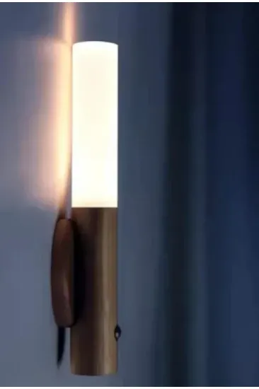 Sensörlü Usb Şarjlı Mıknatıslı Taşınabilir Duvar Aplik Masa Lambası Ahşap Görünümlü Gün Işığı (5637)