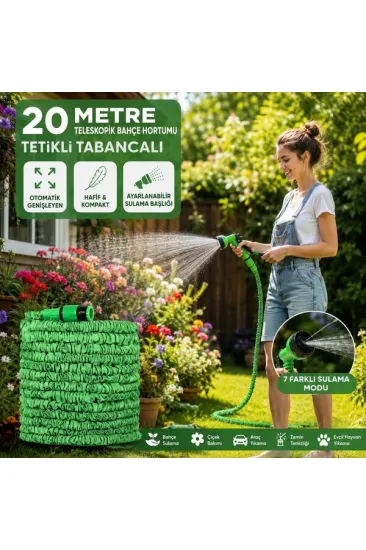 20MT TELESKOPİK UZAYAN BAHÇE HORTUMU 7 FONKSİYON AYARLI TETİKLİ TABANCA (5637) 20MT TELESKOPİK UZAYAN BAHÇE HORTUMU 7 FONKSİYON AYARLI TETİKLİ TABANCA (5637)