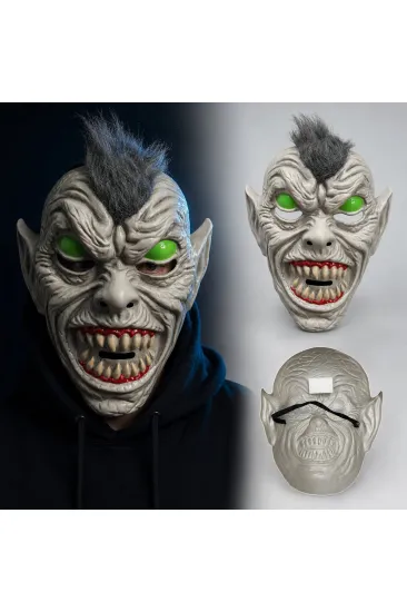 Neon Yeşil Gözlü Saçlı Canavar Plastik Maske (5637) Neon Yeşil Gözlü Saçlı Canavar Plastik Maske (5637)
