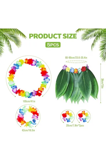 Çocuk Hawaii Kostüm Seti - Yaprak Etek & Hawaii Set - 5 Parça (5637) Çocuk Hawaii Kostüm Seti - Yaprak Etek & Hawaii Set - 5 Parça (5637)