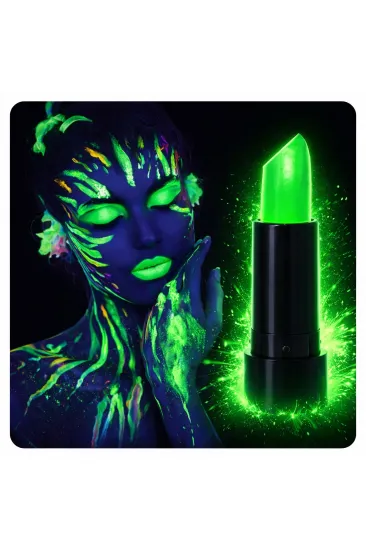UV Neon Yeşil Ruj – Karanlıkta Parlayan Makyaj Boyası (5637)