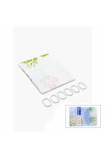 ÇİF KANAT PVC BANYO PERDESİ 2  PARÇA  X 90X180CM - 12 HALKALI (5637)