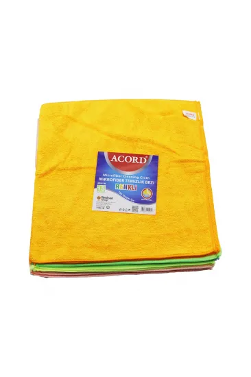 15 ADET ACORD KOD-536 DÖKME 40X40CM RENKLİ MİKROFİBER TEMİZLİK BEZİ EKSTRA EMİCİ TÜM YÜZEYLER İÇİN (5637)