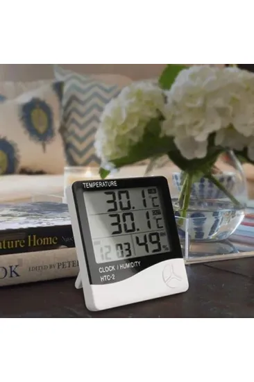 İç ve Dış Ortam Sıcaklığını Ölçebilen LCD Ekran Saat Göstergeli Alarmlı Nem Ölçer Termometre (5637) İç ve Dış Ortam Sıcaklığını Ölçebilen LCD Ekran Saat Göstergeli Alarmlı Nem Ölçer Termometre (5637)