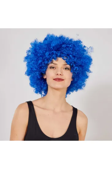 Mavi Renk Kıvırcık Afro Bonus Peruk (5637)