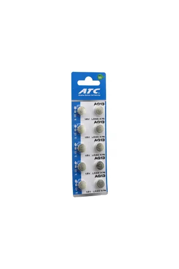 ATC ALKALİNE BUTTON BATTERY AG13 LR-44/A76 DÜĞME PİL ALKALİN 1.5V 10LU KART (5637)