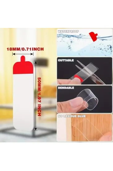 60 Parça Kolay Açılır Güçlü Çift Taraflı Bant 18mm*50mm (5637)