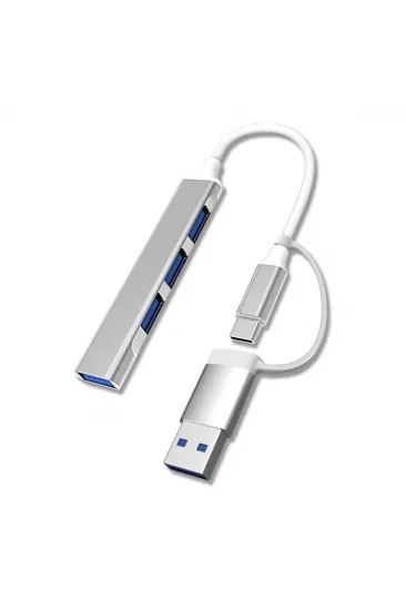 4 Port'lu Bağlantı İstasyonu Ultra İnce USB Bölücü TYPE-C tipi Çoklu Arayüz Adaptörü Multi Usb Çoklayıcı (5637)
