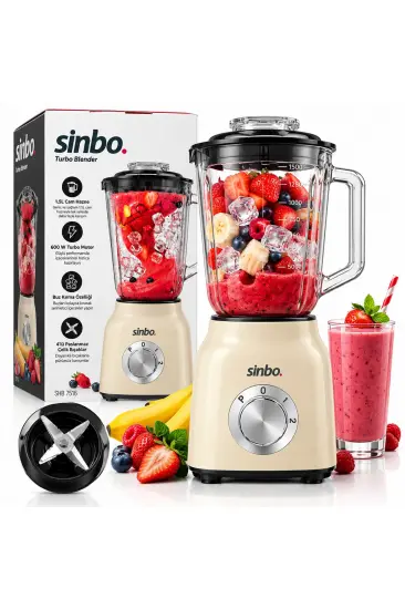 KREM TURBO EL BLENDER SETİ DOĞRAYICI - MİKSER - BLENDER 600W 2 KADEME HIZ 1.5LT CAM HAZNE SHB-7516 (5637)