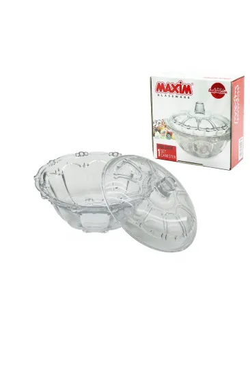 CAM ŞEKERLİK CAM KAPAKLI ÇAP: 13.5CM - Y: 5.2--9.5CM (5637)