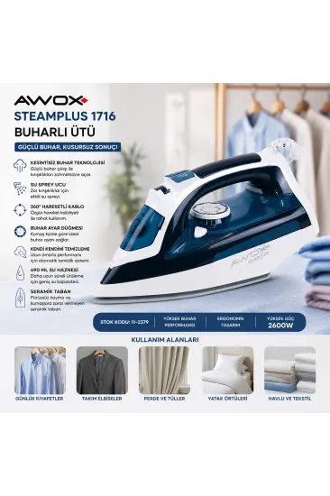 KOYU MAVİ - BEYAZ BUHARLI ÜTÜ SERAMİK TABAN - 360° HAREKETLİ KABLO - BUHAR AYARLAMA 2100W STEAMPLUS-1716 (5637) KOYU MAVİ - BEYAZ BUHARLI ÜTÜ SERAMİK TABAN - 360° HAREKETLİ KABLO - BUHAR AYARLAMA 2100W STEAMPLUS-1716 (5637)