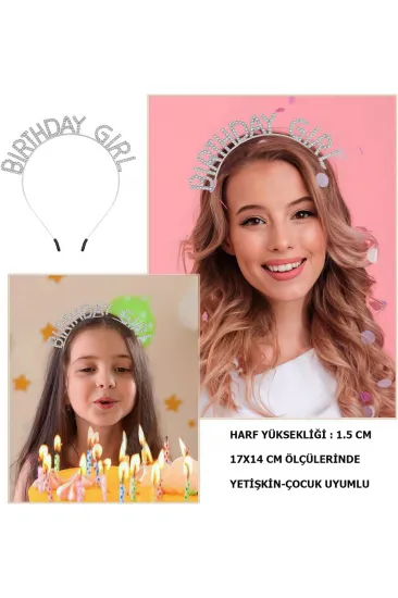 Kristal Taşlı Gümüş Birthday Girl Yazılı Doğum Günü Parti Tacı 19x11 cm (5637) Kristal Taşlı Gümüş Birthday Girl Yazılı Doğum Günü Parti Tacı 19x11 cm (5637)